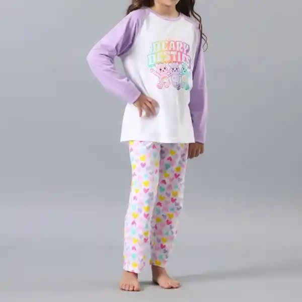 Pijama Manga Raglan Color Lila Talla 6 Flores