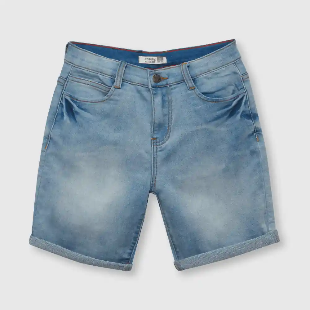 Bermuda Mezclilla De Niño Celeste Talla 3a