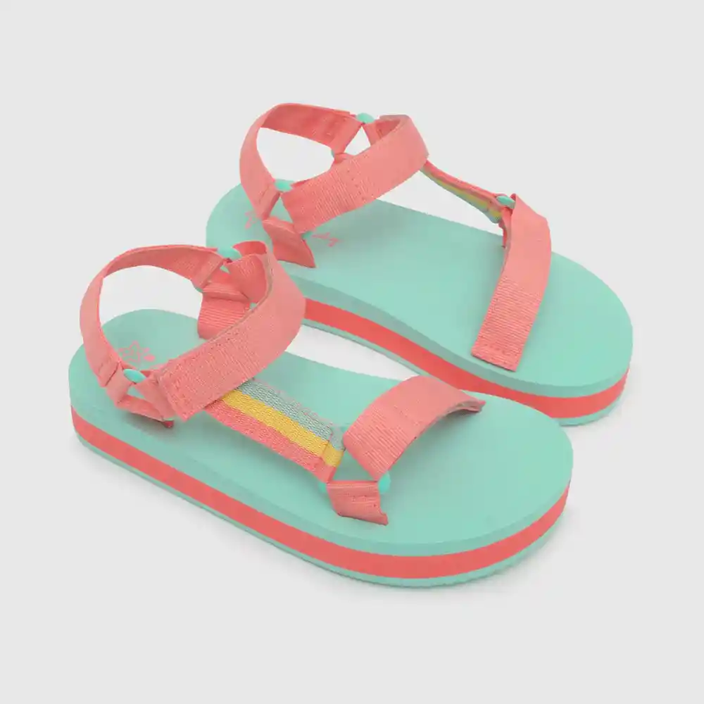 Sandalias Aqua Abierta Niña Rosado Con Azul Talla 35