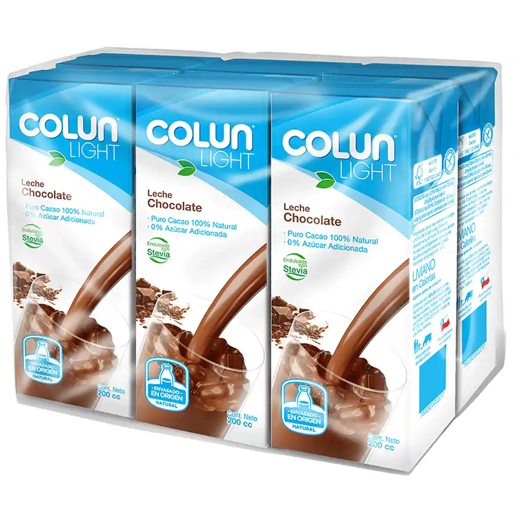 Colun Leche Light Sabor a Chocolate con Stevia 6 Pack
