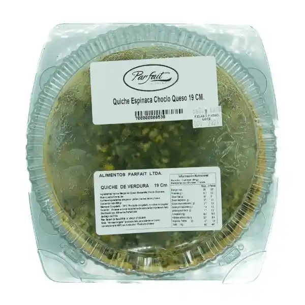 Quiche Verduras Espinacas Choclo y Queso 19 cm