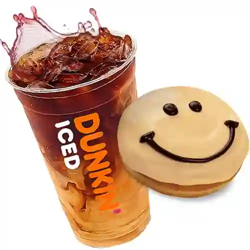 Iced Caramel Coffee M + Donut Classic