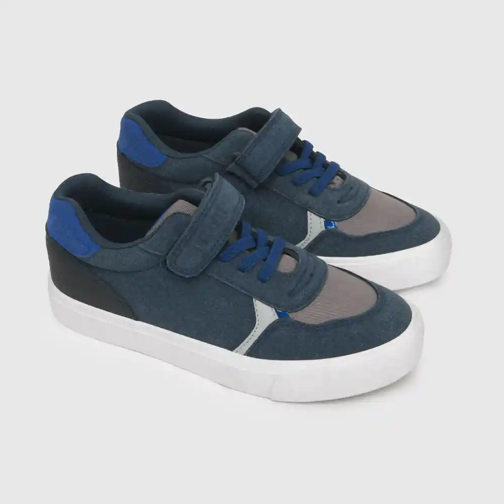 Zapatillas Urbana Velcro Elástico Azul Talla 30