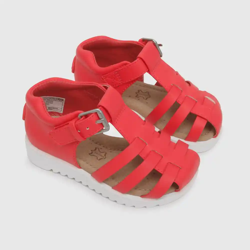 Sandalias Cerrada De Niña Rojo Talla 21