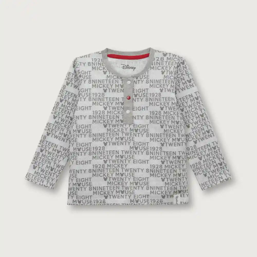 Polera Disney Mickey De Niño Gris Talla 9m