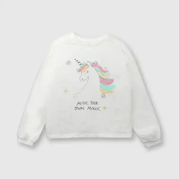 Polera Unicornio de Niña Off White Talla 4A Colloky