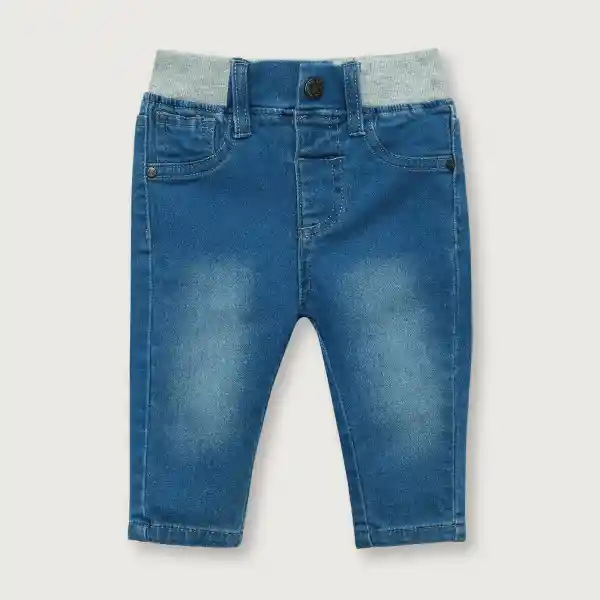 Jean Pretina Rib Azul de Bebé Niño Talla 9M Opaline