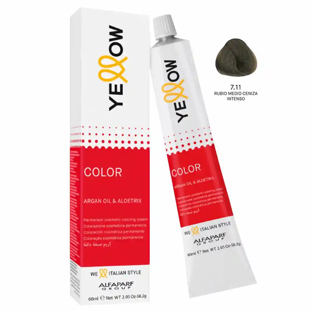 Yellow Tinte Rubio Medio Ceniza Intenso N.7.11 60 g