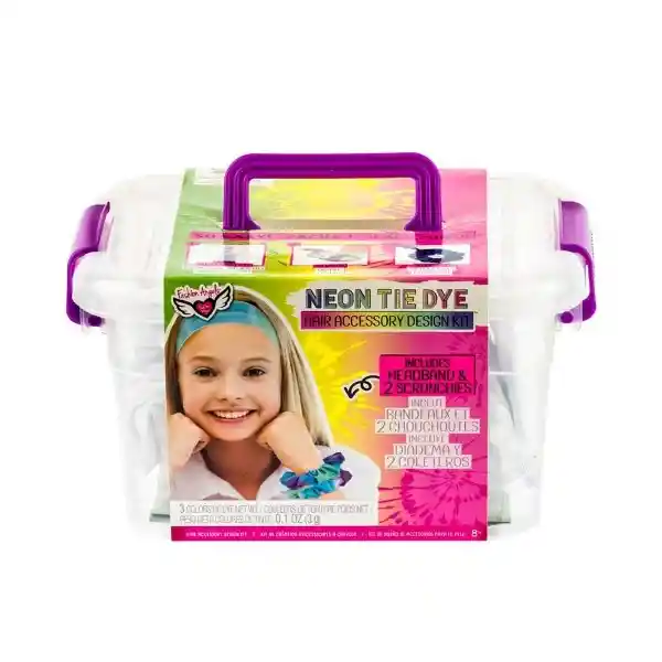 Fashion Angels Neon Tie Dye Hair Accessory Design Kit (incluye Diadema Y 2 Coleteros)