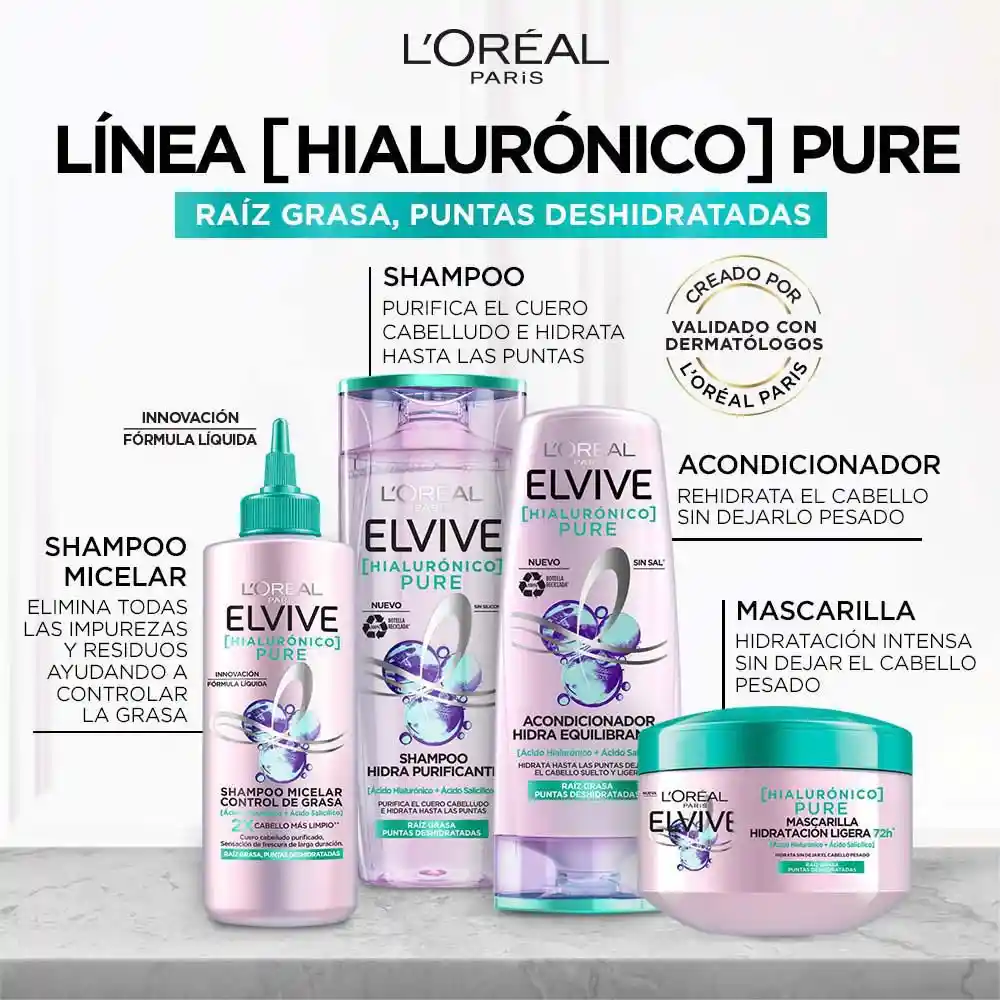 Elvive Shampoo Hialurónico Pure