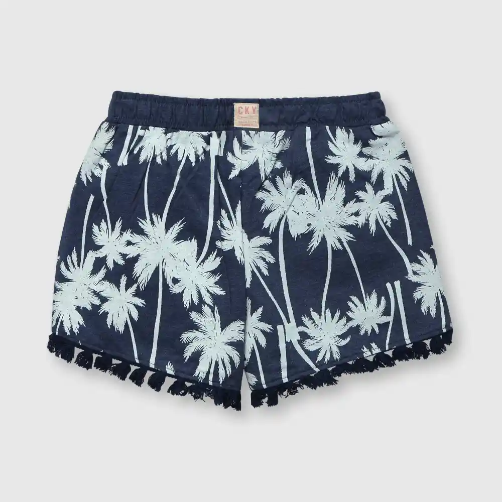 Short Estampado De Punto Niña Azul Talla 10a