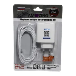 Amozing Cargador Cert 2n1 B - 1tc + Cable Iphone