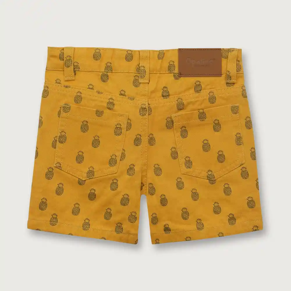 Bermuda Full Print De Piñas Para Niño Mostaza Talla 4a