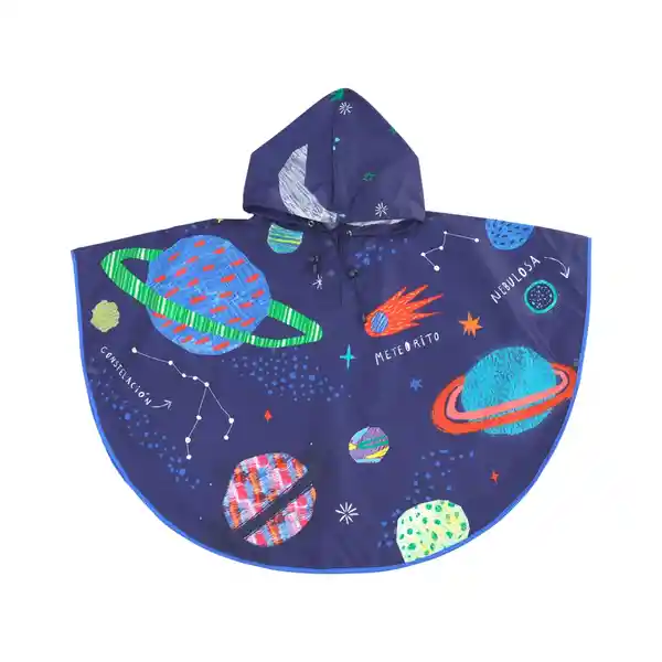 Impermeable Infantil Tipo Poncho Diseño de Planetas Talla 3-6