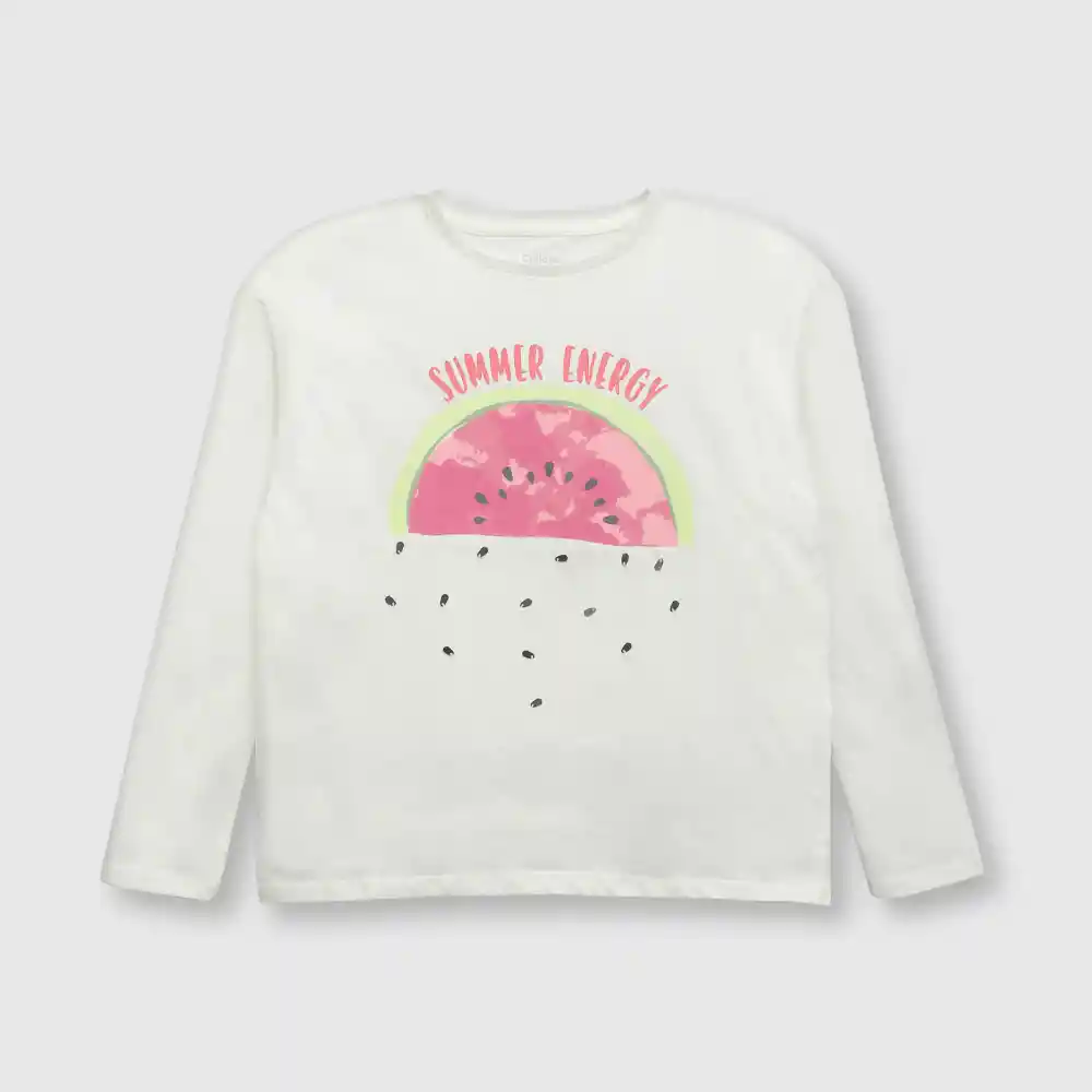 Polera Sandia De Niña Blanca Talla 2a