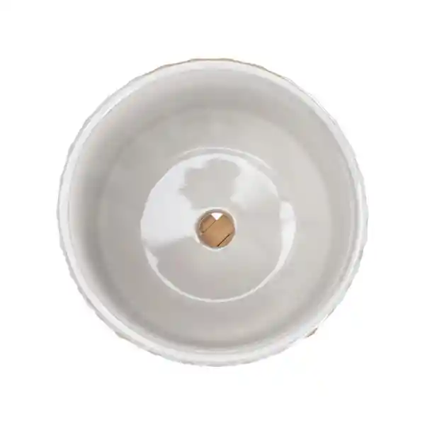 Maceta de Cerámica Con Base de Bambú 14 x 12 cm Casaideas