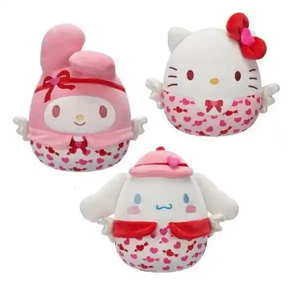 Hello Kitty Peluche Squishm Corazones 20 cm SQSN00658