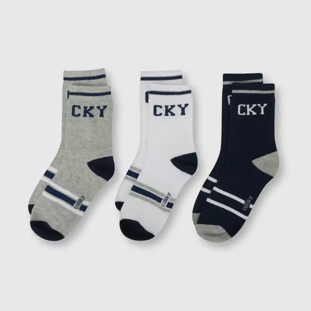 Pack Calcetines Cky De Niño Gris Talla 34/37