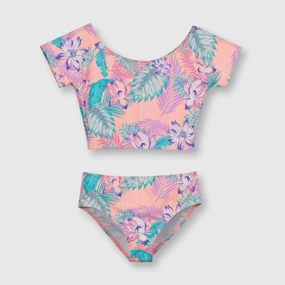 Bikini Con Filtro Uv De Niña Damasco Talla 3a