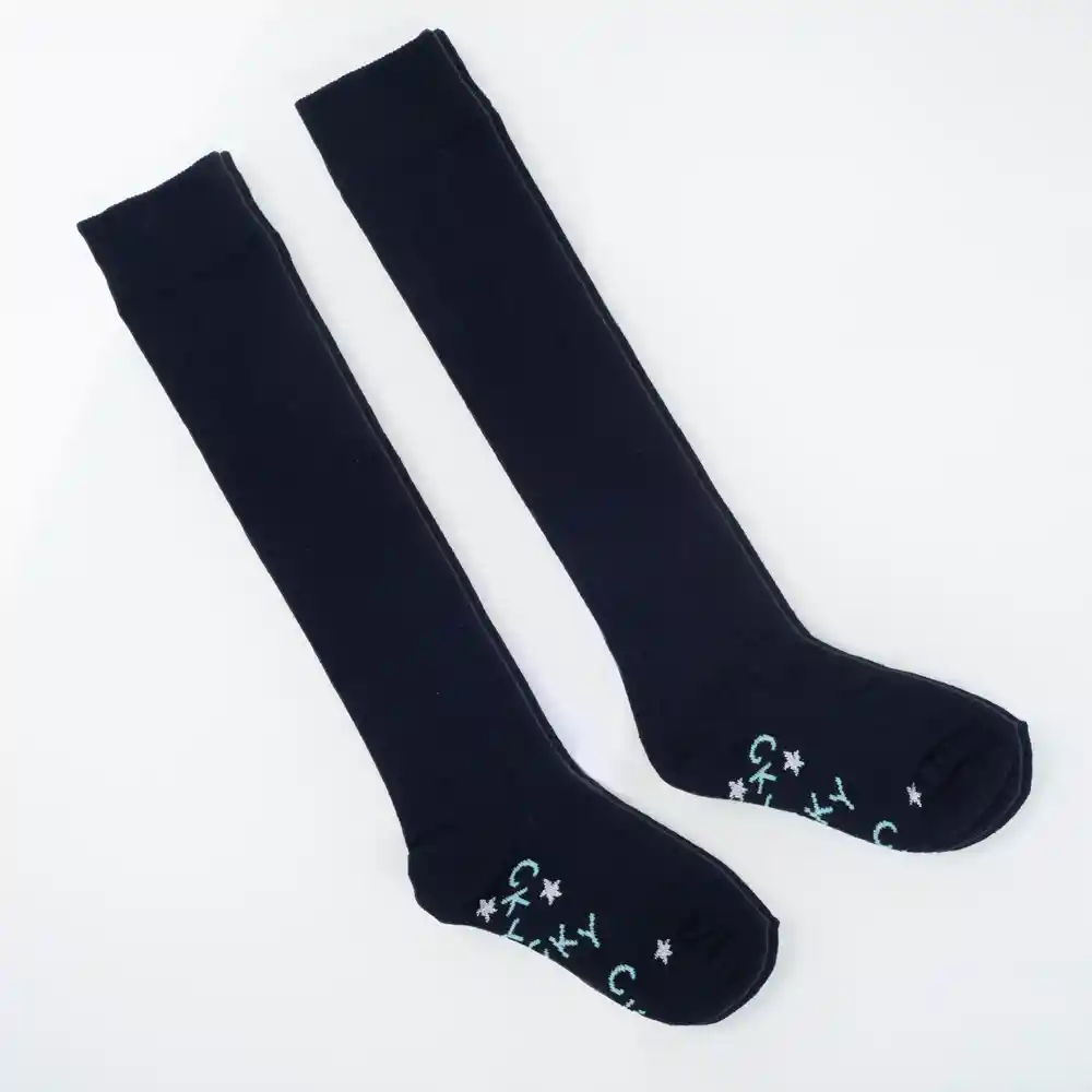 Calcetines Escolar Largo De Niña Azul Talla 30/33