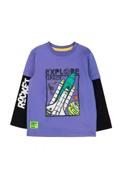 Polera Bebé Doble Manga Cosmic Niño Morado 6 a 12 Meses 144