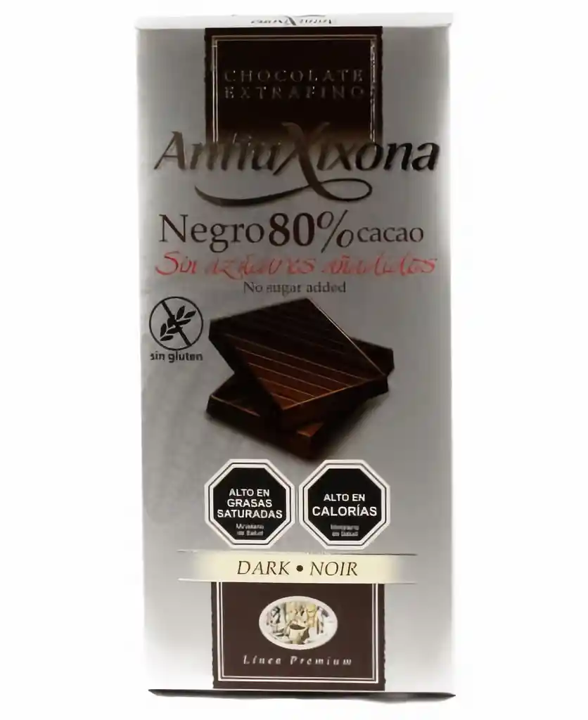 Antiu Xixona Chocolate 80 Cacao sin Azúcar sin Gluten