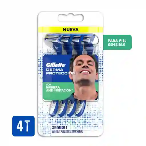 Gillette Máquina Para Afeitar Derma Protección Desechable