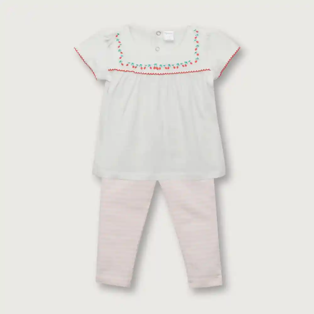 Conjunto De Bebé Calza Y Polera Niña Rosado Talla 12m