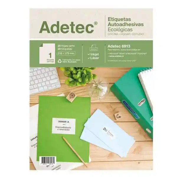 Adetec Etiqueta Autoadhesivas Ecológica 216 x 279 mm