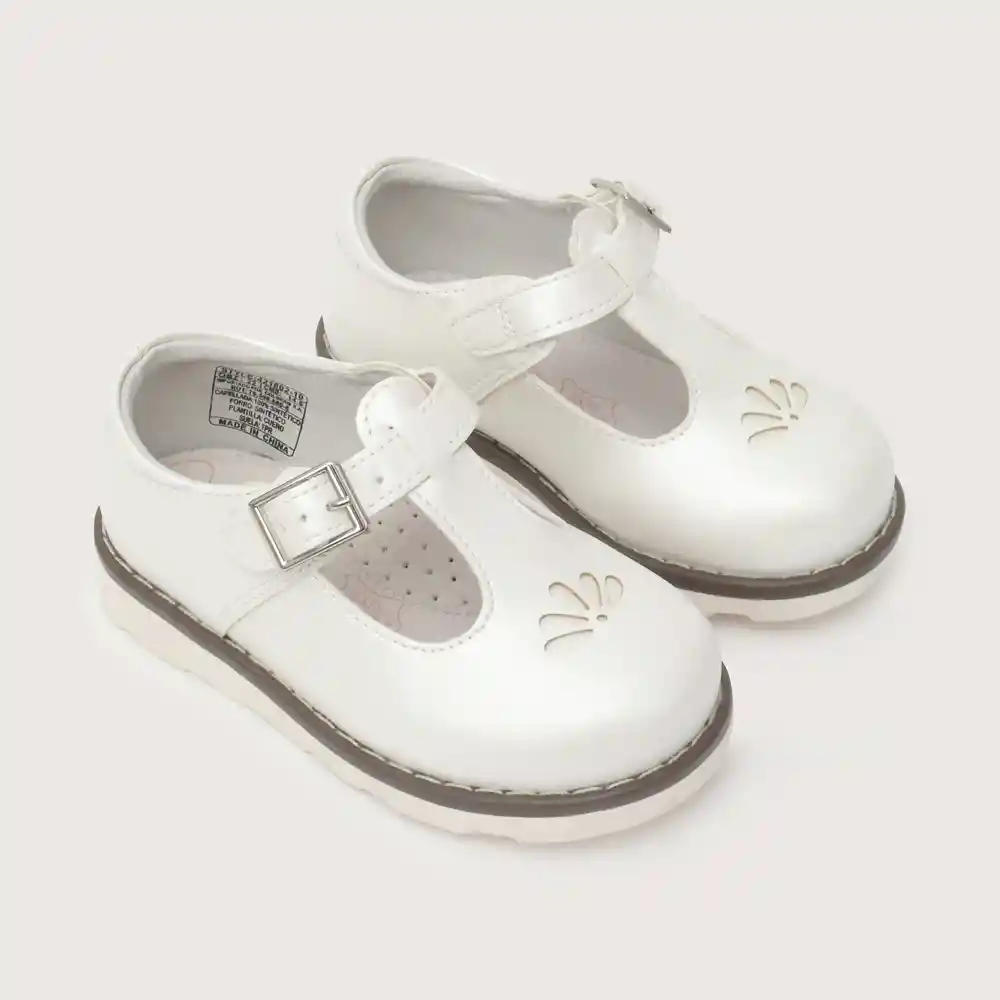 Zapatos Reina Urbana Hebilla Niño Blanca Talla 24