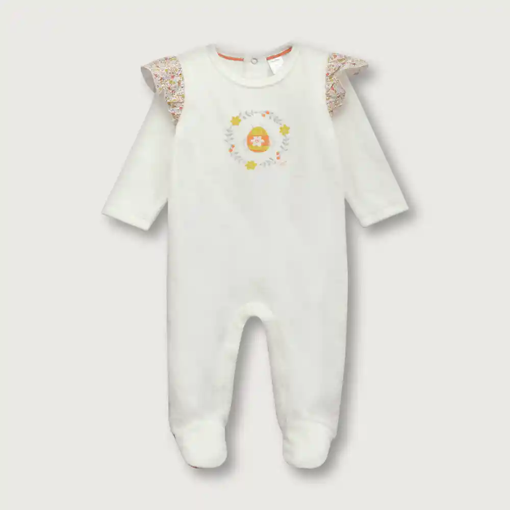 Enterizo De Bebé Niña Blanco Talla 9m