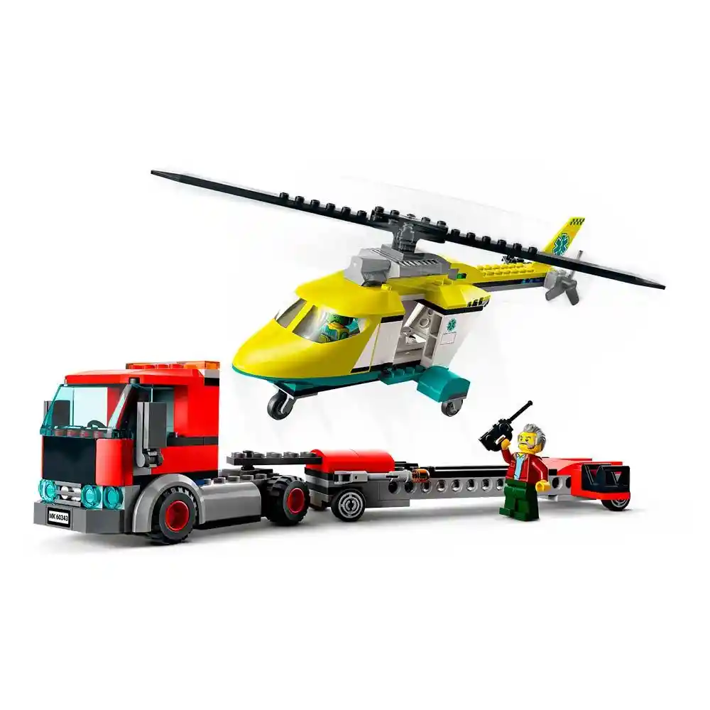 Lego Set de Construcción Transporte Del Helicóptero de Rescate