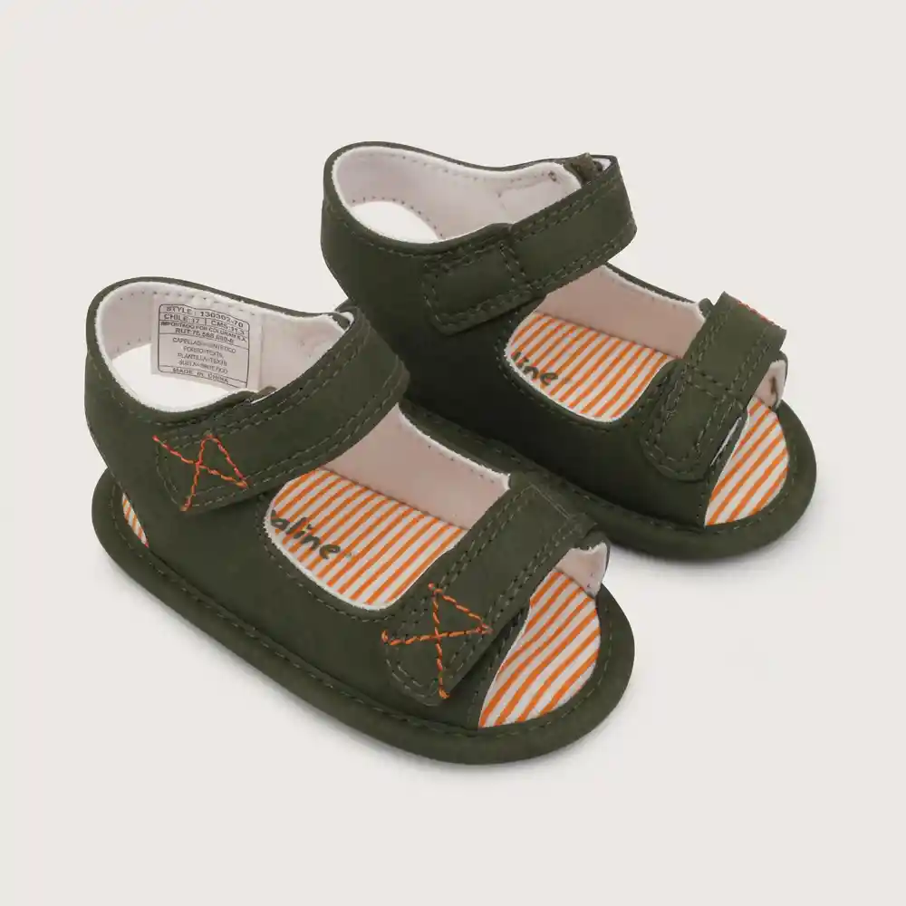 Sandalias Doble Velcro Para Bebé Niño Verde Talla 15