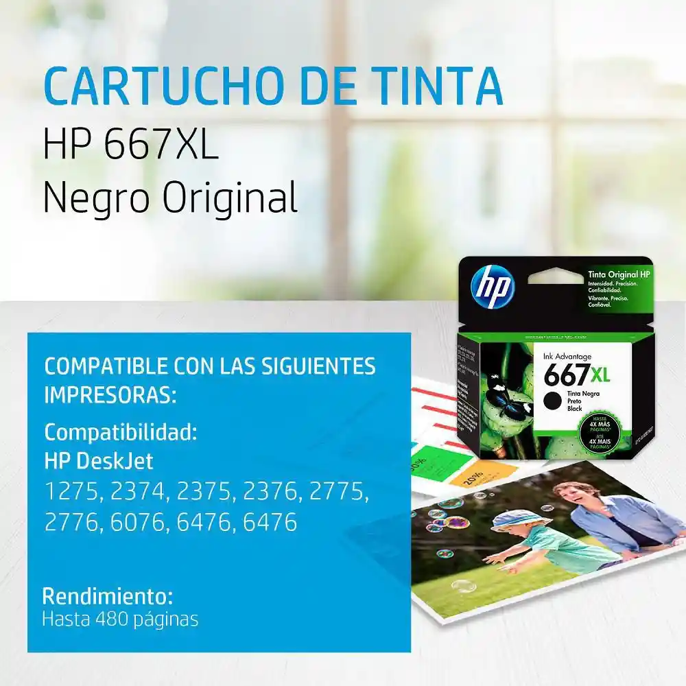 Tinta Hp 667Xl Negra Original 