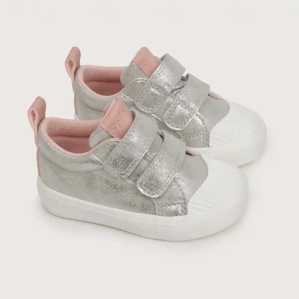 Zapatillas Urbana Niña Metalizada Plateada Talla 25