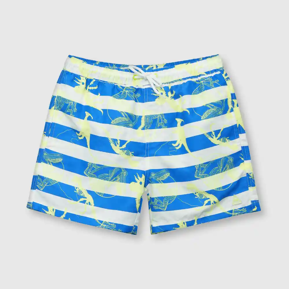 Traje De Baño Protección Uv Estampado Niño Azul Talla 6a