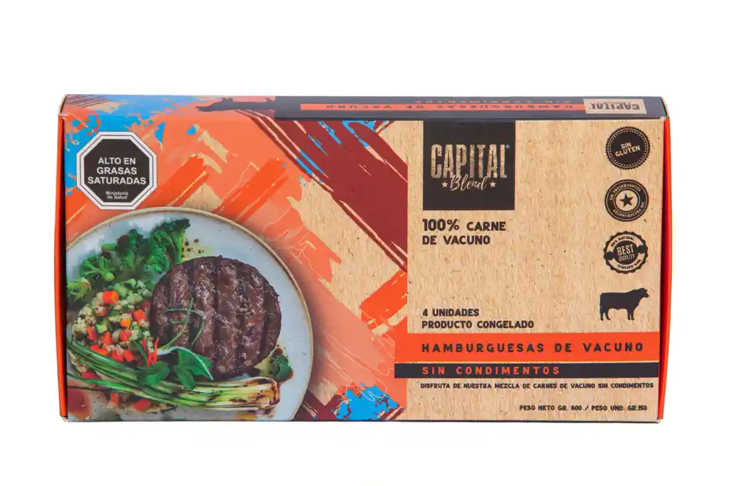 Capital Blend Hamburguesas de Vacuno sin Condimentos
