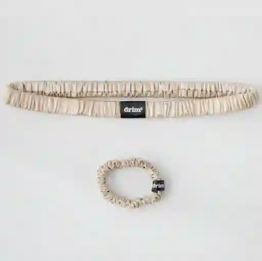 Drims Set Cintillo + Scrunchie de Seda Caramelo