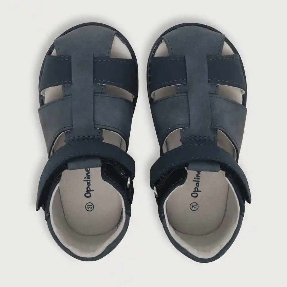 Sandalias De Vestir Velcro Para Niño Azul Talla 19