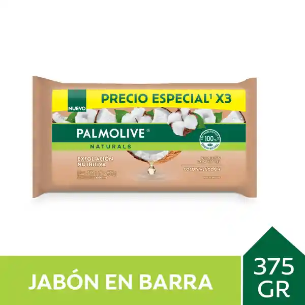 Jabón de Tocador Palmolive Coco y Algodón 125 g x 3 Und