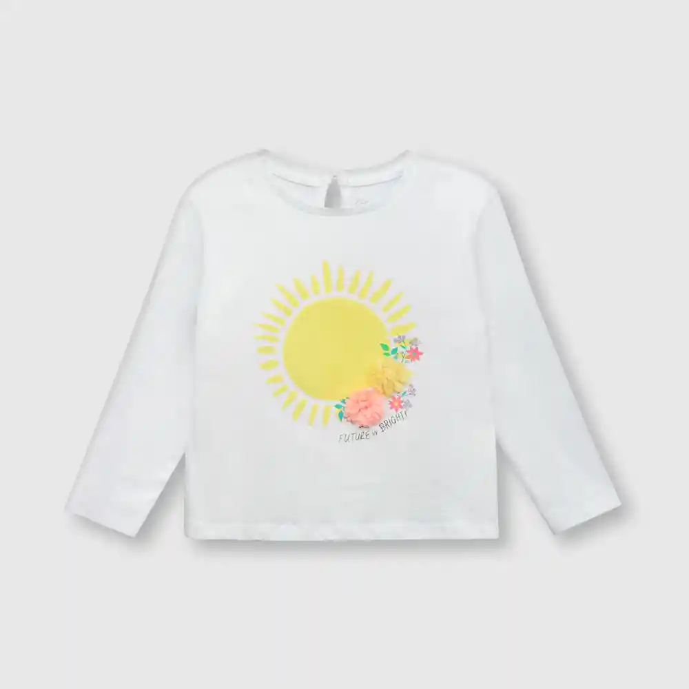 Polera De Bebé Sol Niña Blanca Talla 3/6m