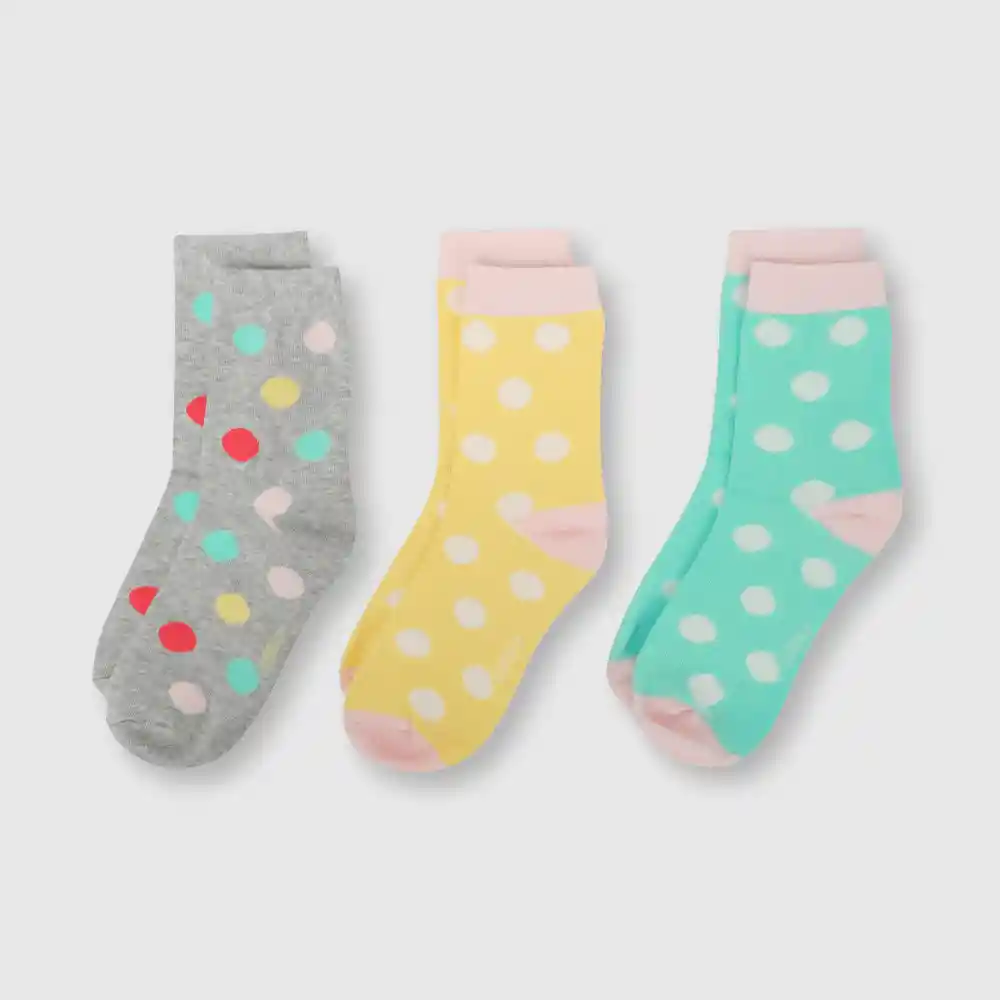 Pack Calcetines Lunares De Niña Gris Talla 23/25