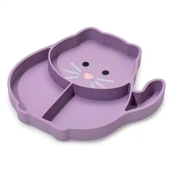 Melii Plato de Silicona Bebés Con Succión y Divisiones de Gato