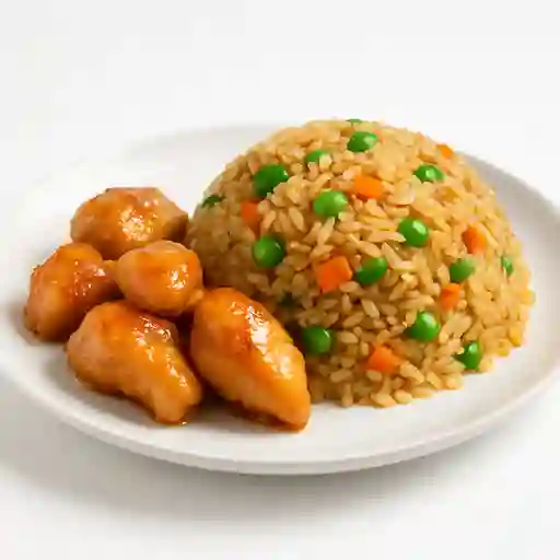 Diente de dragón pollo con arroz chaufán