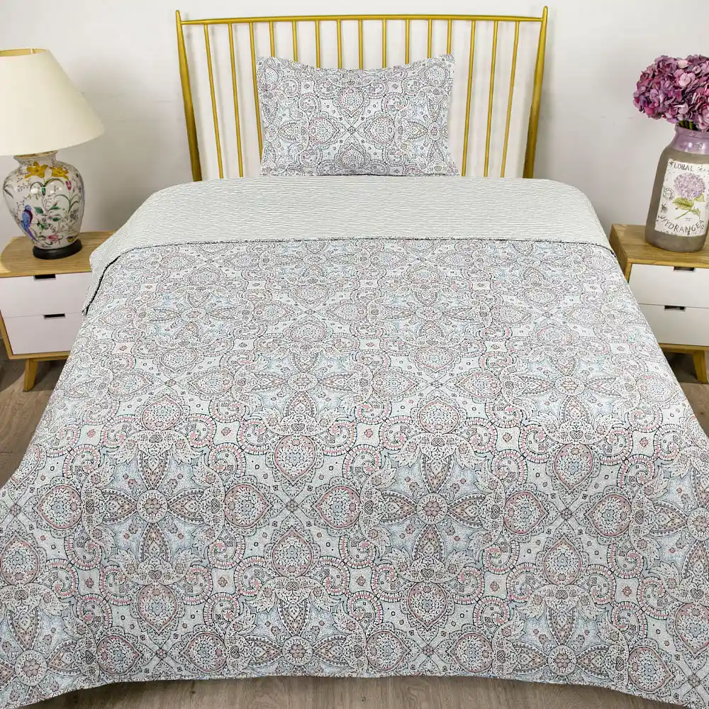 Quilt Krea 1.5 Plazas Estampado Superior Mosaic