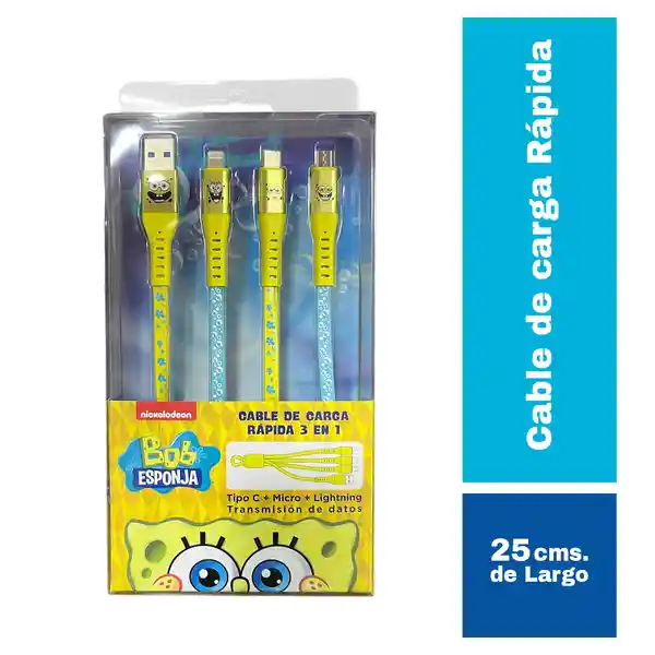 Bob Esponja Cable Celular 3 en 1