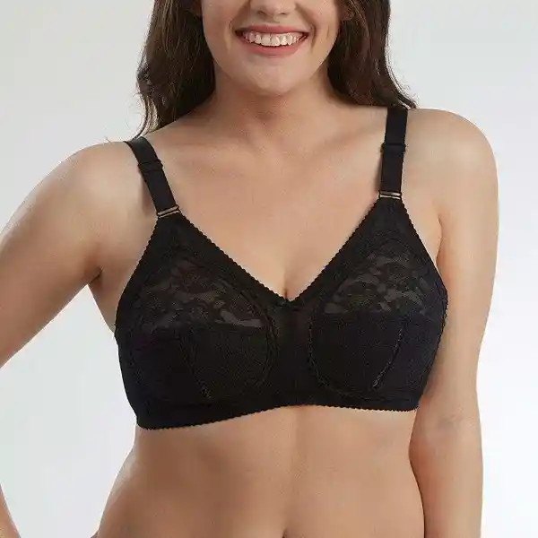 Sostén Encaje Laminado 254 Copa C Color Negro Talla 40C Flores