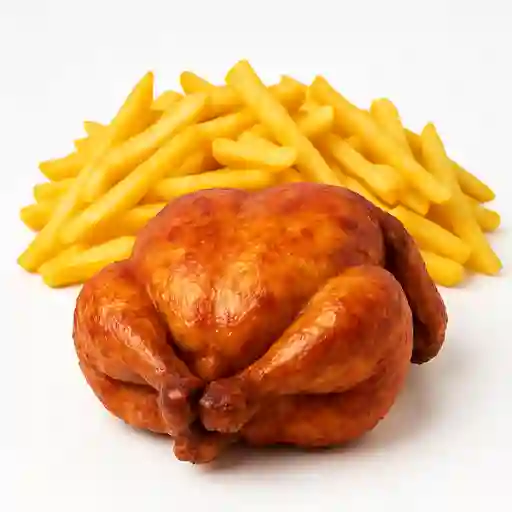 Pollo Entero con Papas Fritas Grandes