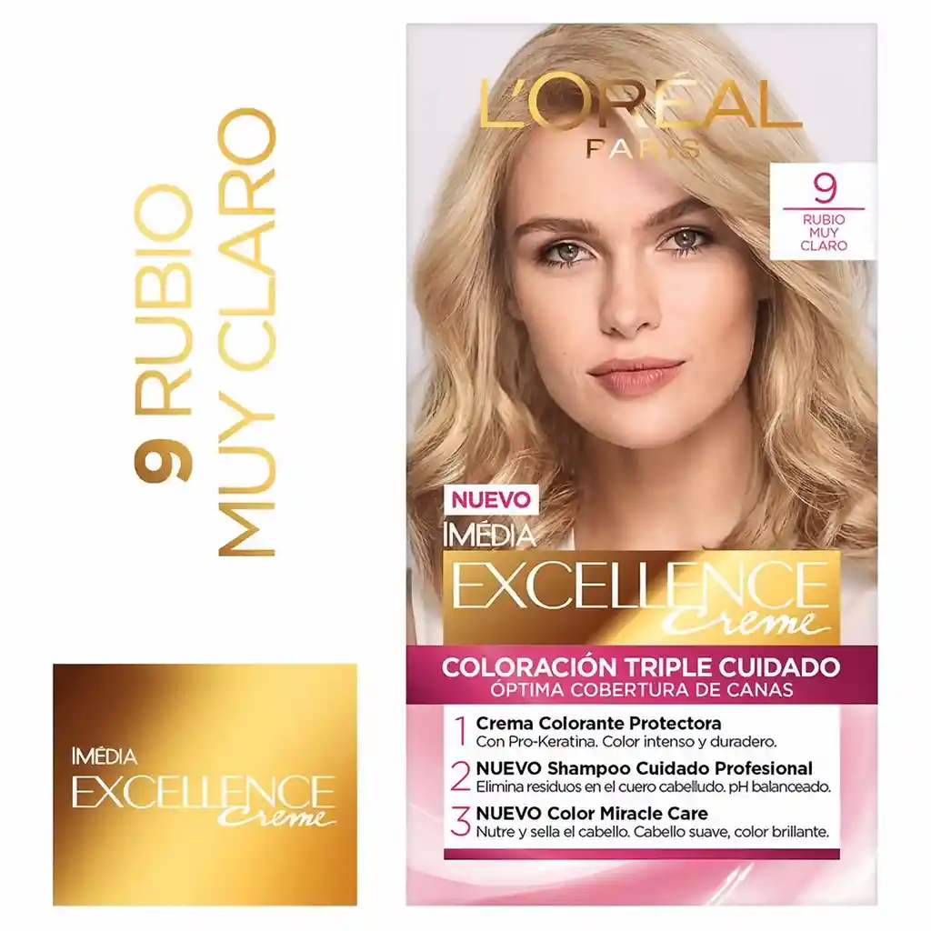 Loreal Paris-Excellence Creme Tinte N°9 Rubio Muy Claro