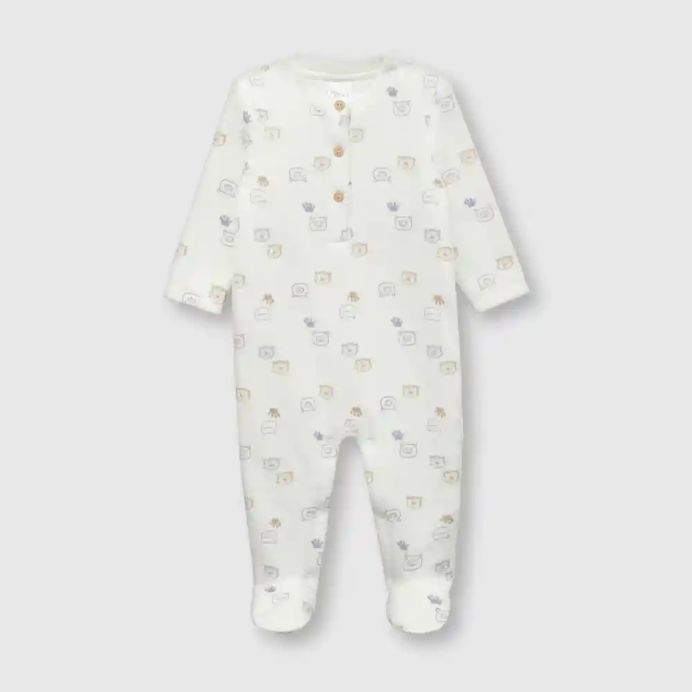 Enterizo Osito Tigre Para Bebé Niño Blanco Talla 6/9m